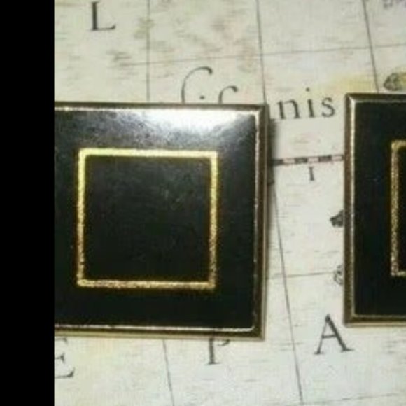 ❤️YSL YVES SAINT LAURENT Black Enamel Square Clip Earrings - Picture 4 of 5